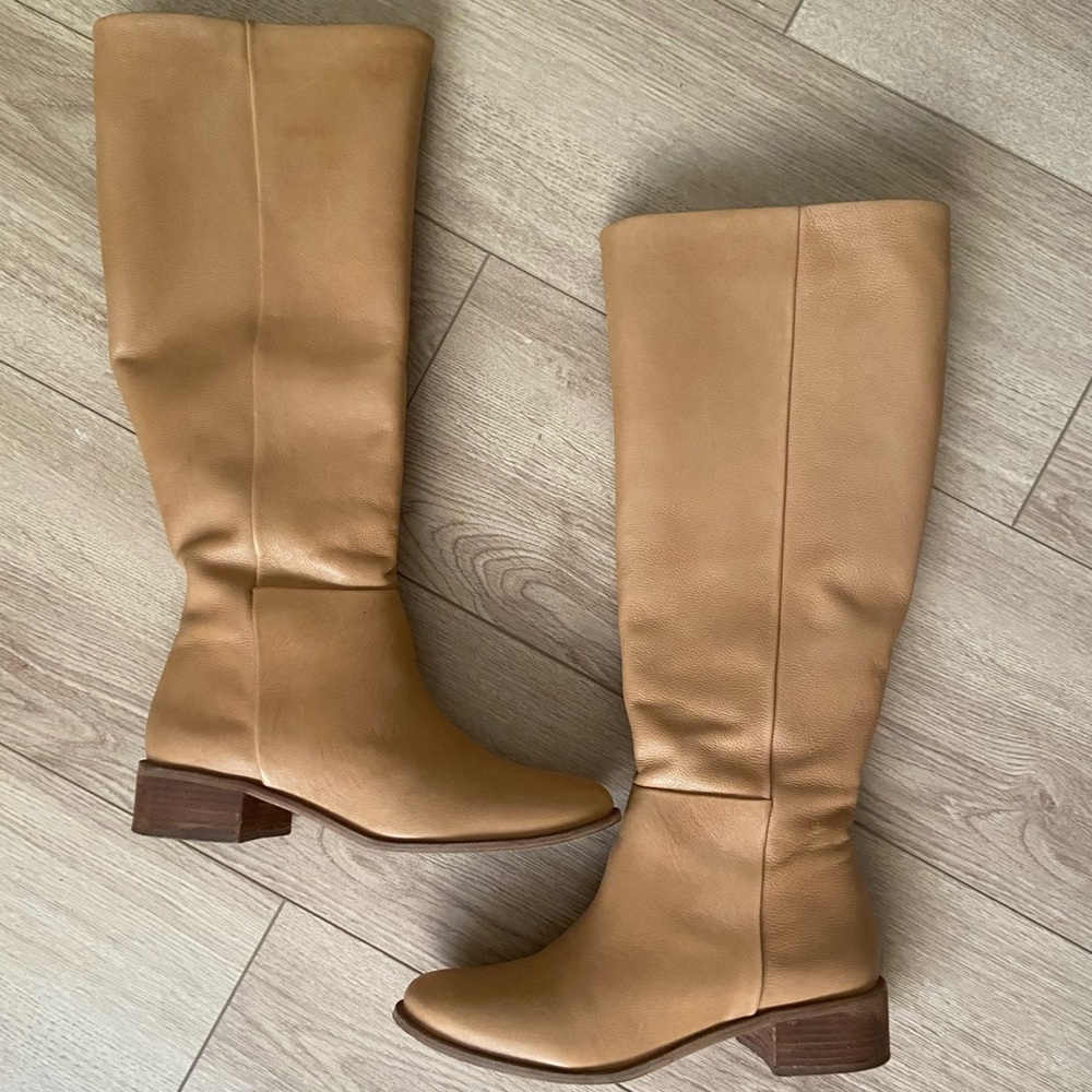 Tall Tan Knee High Leather Boots